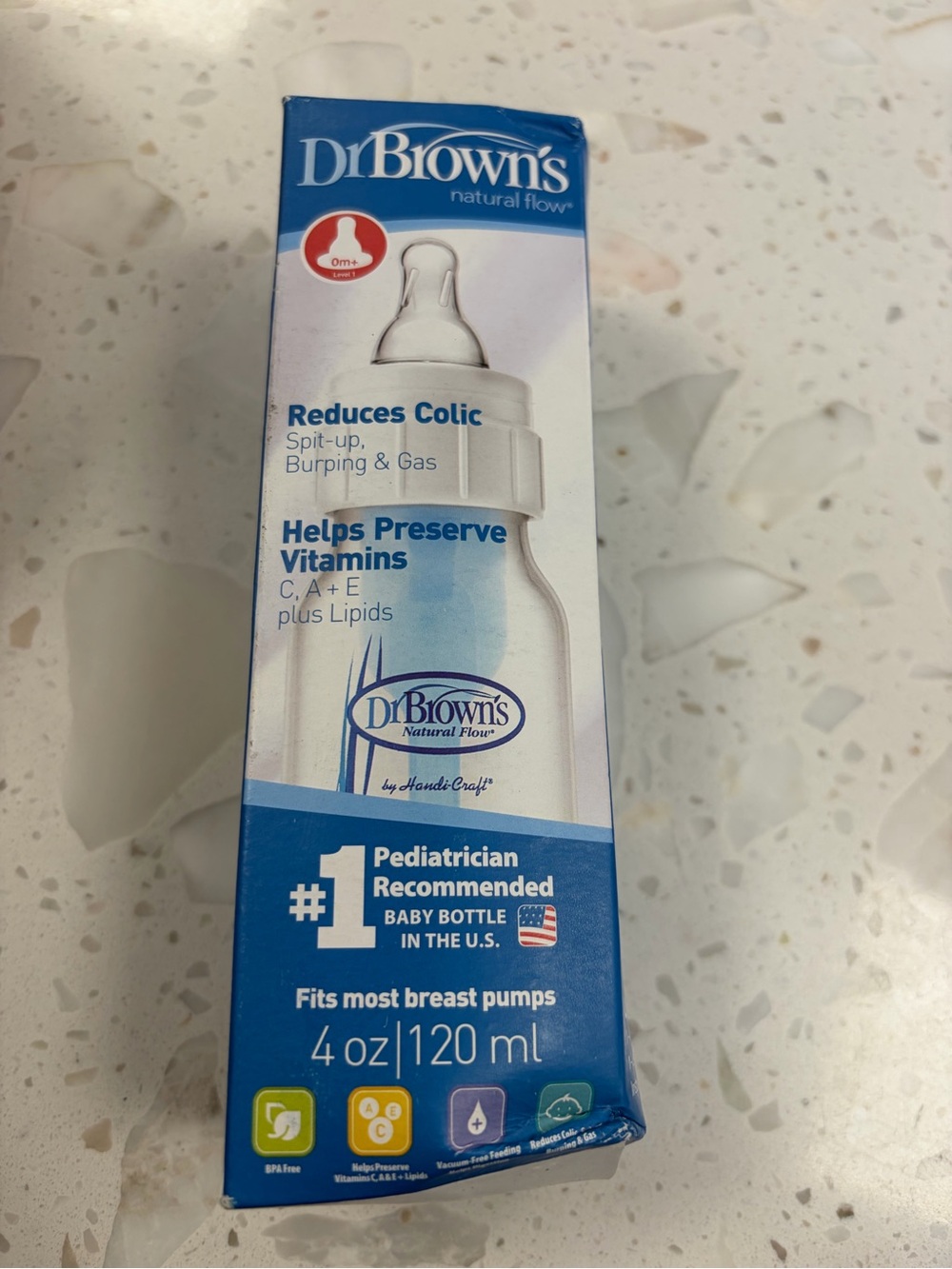 Dr. Brown's Natural Flow 4 oz Baby Bottle - White/Blue